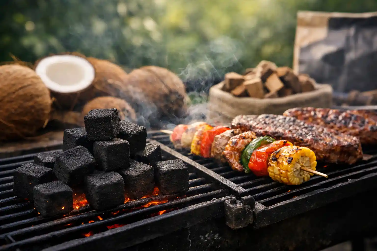 coconut charcoal briquettes for barbecue