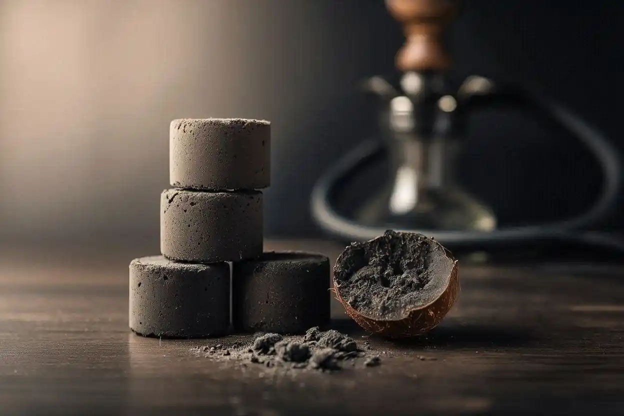 Eco-friendly shisha charcoal coconut briquettes with low ash residue