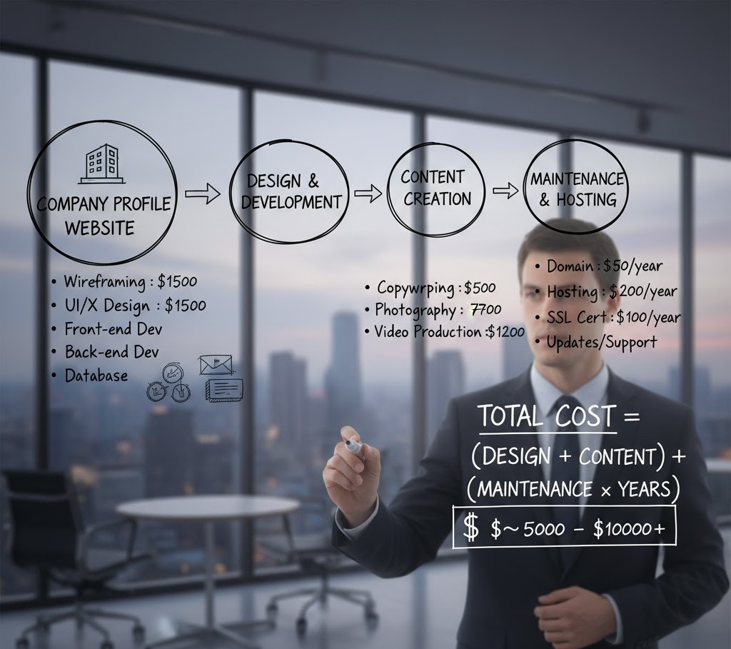perhitungan total biaya website company profile